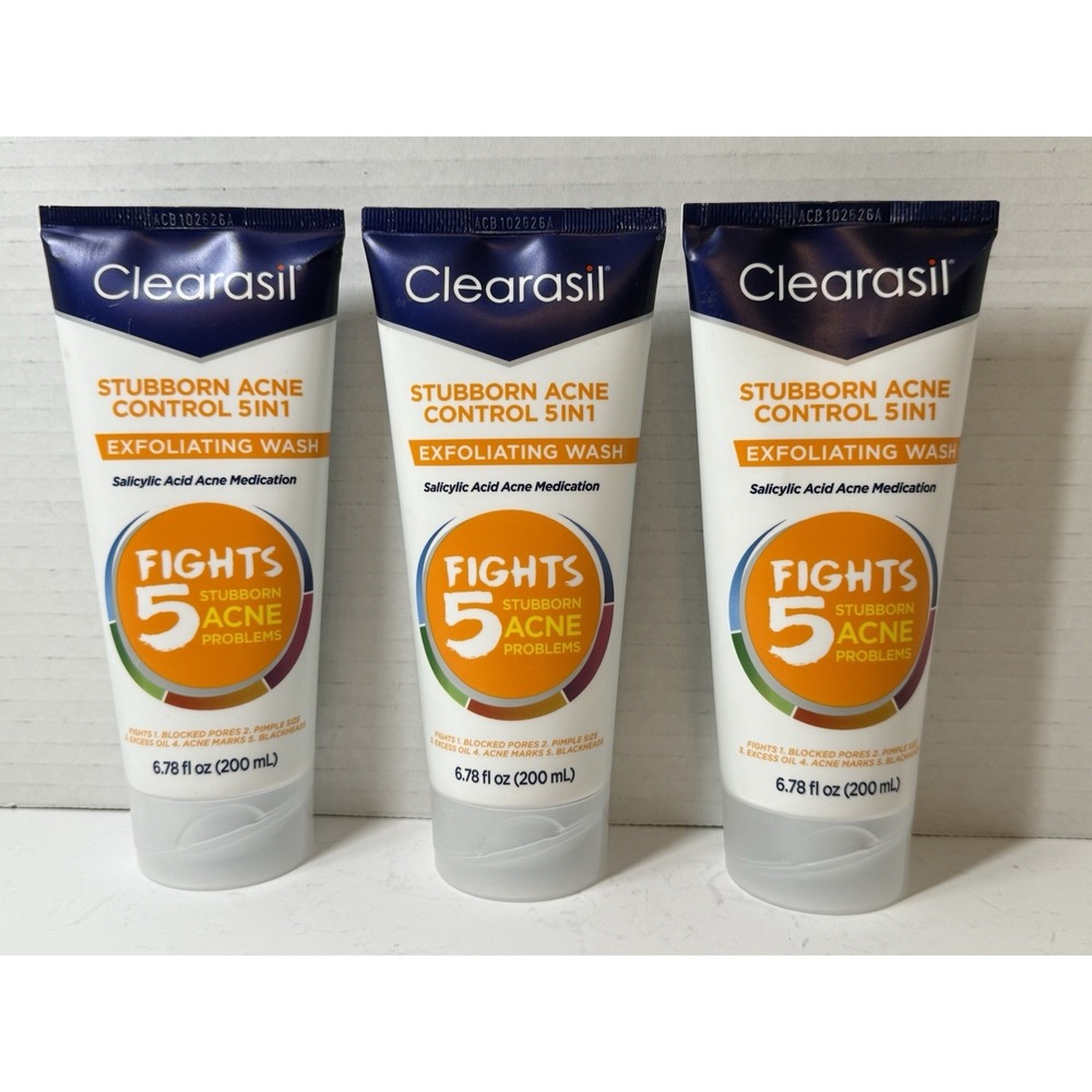 3 New Clearasil Stubborn Acne Control 5in1 Exfoliating Wash, 08/2027